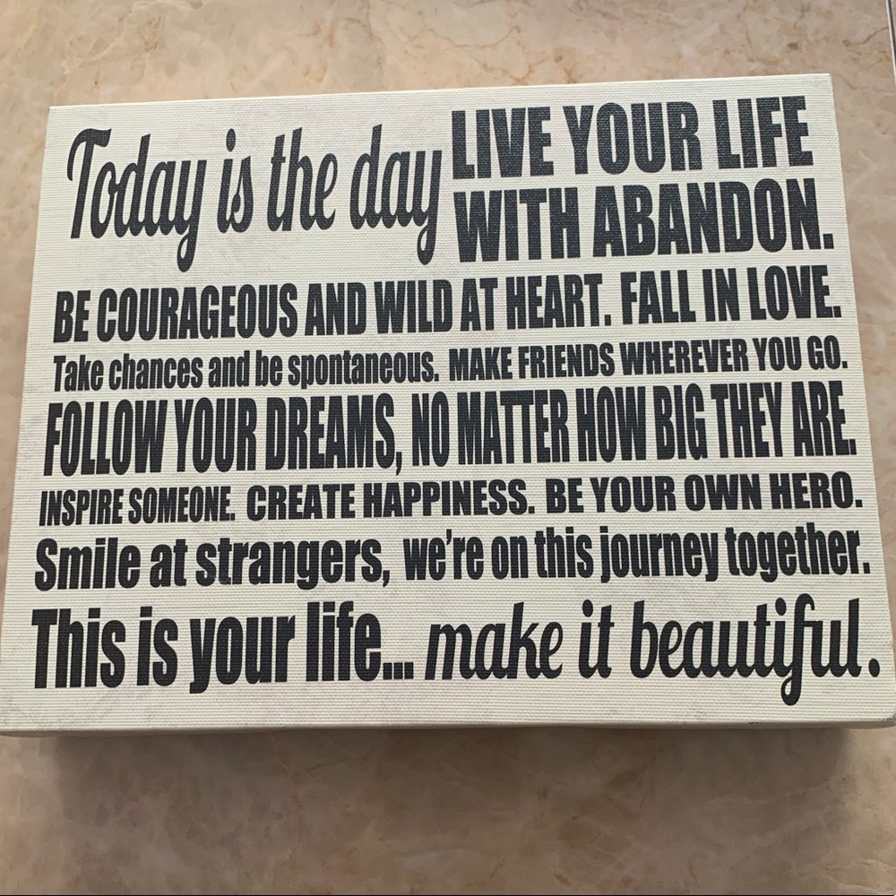 Canvas wall art. Life quote.